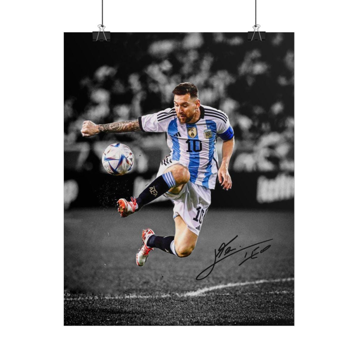 リオネル・メッシ アルゼンチン サッカー GOAT サイン入り写真プリント
