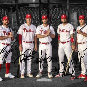 Bryce Harper Schwarber Realmuto Hoskins Castellanos Signed Photo Autograph Print Poster Wall Art Home Decor