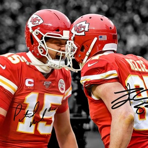 Patrick Mahomes Travis Kelce Kansas City Chiefs Signed Photo Autograph Print Poster Wall Art Home Decor