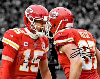 Patrick Mahomes Travis Kelce Kansas City Chiefs Signed Photo Autograph Print Poster Wall Art Home Decor