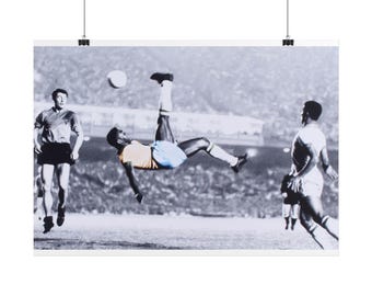 Pele Bicycle Kick Soccer Goat Printable Poster Wall Art Home Decor Instant Digital Download