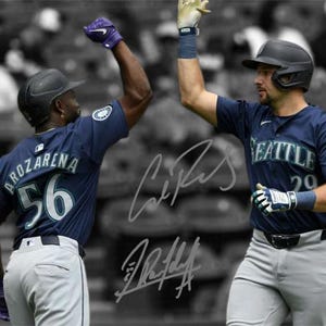 Cal Raleigh Randy Arozarena Seattle Mariners Signed Photo Autograph Print Poster Wall Art Home Decor