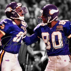 Randy Moss Cris Carter Minnesota Vikings Legends Podpisane zdjęcie Autograf Wydruk Plakat Sztuka ścienna Wystrój domu