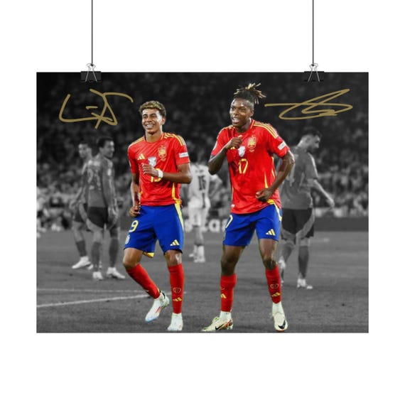 Lamine Yamal Nico Williams Goal Celebration Dance Signed Photo