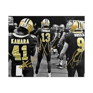 Photo dédicacée de Drew Brees, Alvin Kamara et Michael Thomas - Affiche décorative murale