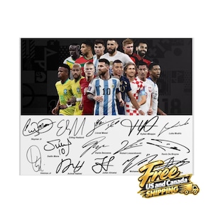 Lionel Messi Benzema Neymar Vinicius Jr Haaland Mbappe Soccer Superstars Signed Photo Print Autograph Wall Art