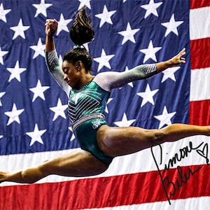 Simone Biles American Legendary Artistic Gymnast signierte Foto Autogramm Druck Poster Wand Kunst Home Decor