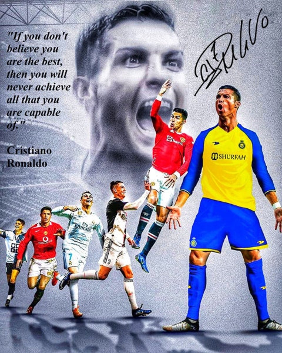 Poster Inspired By Cristiano Ronaldo #35 Motivation Life Football