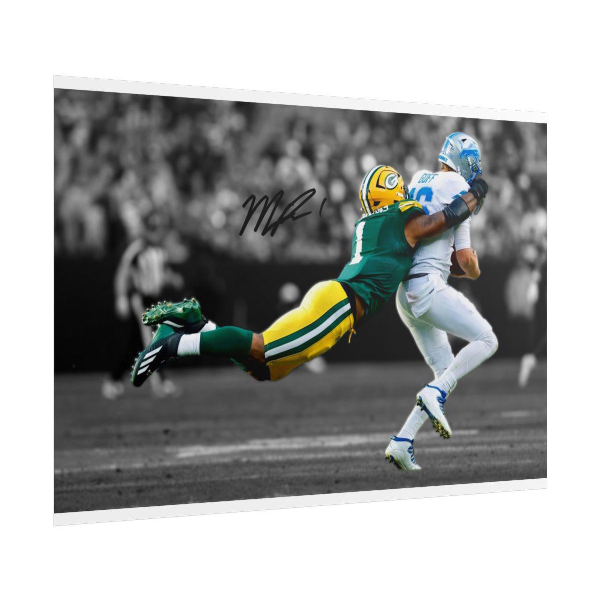NFL選手アートポスターカタログ　A2版 Micah Parsons Epic Sack Jared Goff Signed Digital Poster Wall Art