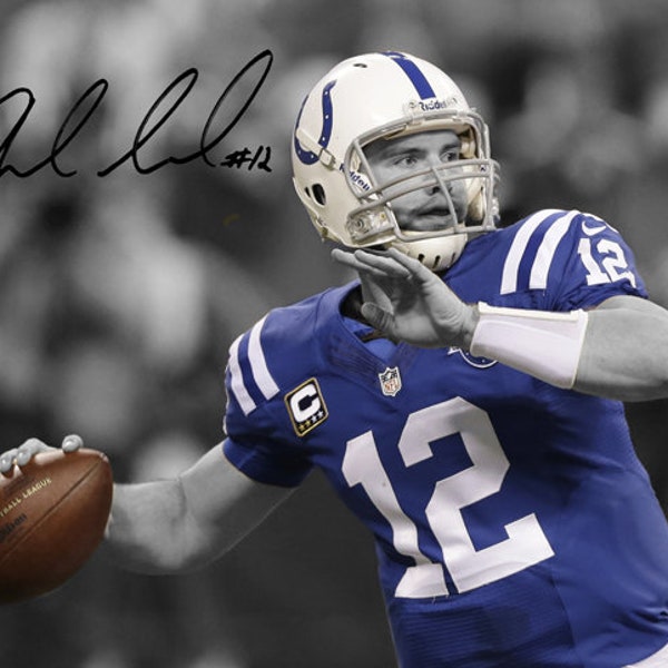 Andrew Luck Indianapolis Colts HOF Signé Photo Autographe Impression Affiche Mur Art Décor À La Maison