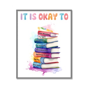 It's Okay to Not be Okay to Boho Watercolor Classroom Playroom Decor Child Art Teacher Poster Print Wall Art Digital Download