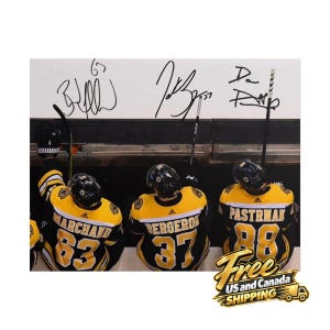 Patrice Bergeron Brad Marchand David Pastrnak Signed Photo Print Autograph Wall Art