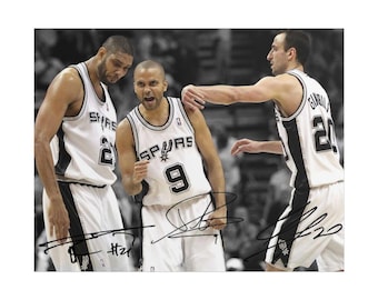 Tim Duncan Tony Parker Manu Ginobli Signed Photo Print Autograph Wall Art