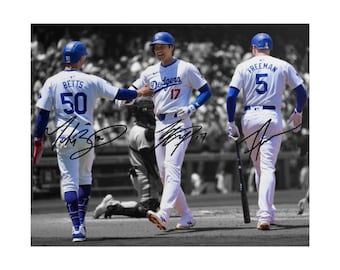 Mookie Betts Shohei Ohtani Freddie Freeman Signed Photo Autograph Print Poster Wall Art Home Decor