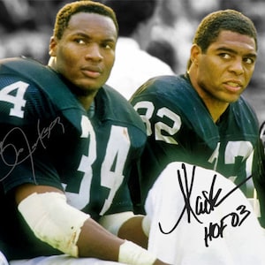 Bo Jackson Marcus Allen LA Los Angeles Raiders HOF Signed Photo Autograph Print Poster Wall Art Home Decor