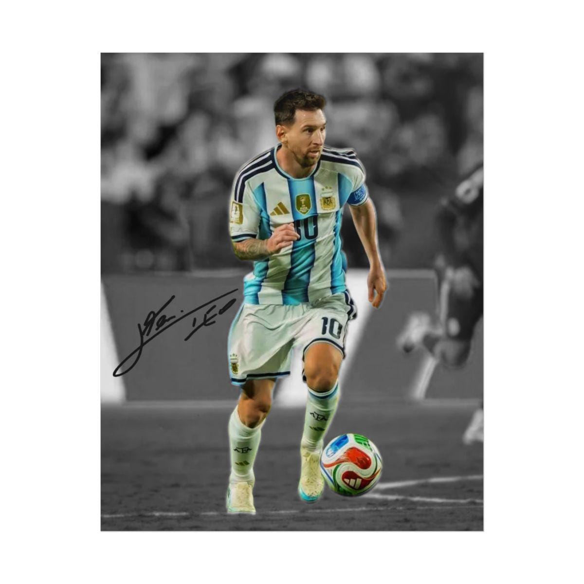 リオネル・メッシ アルゼンチン サッカー GOAT サイン入り写真 サイン