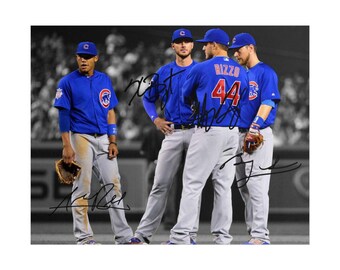 Kris Bryant Ben Zobrist Addison Russell Anthony Rizzo Signed Photo Print Autograph Wall Art
