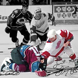 Darren Mccarty Claude Lemieux Detroit Red Wings Colorado Avalanche Signed Photo Autograph Print Poster Wall Art Home Decor