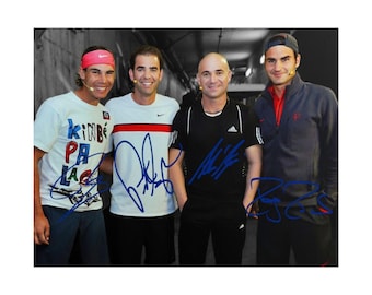 Rafael Nadal Andre Agassi Pete Sampras Roger Federer Tennis Legends Signed Photo Print Autograph Wall Art