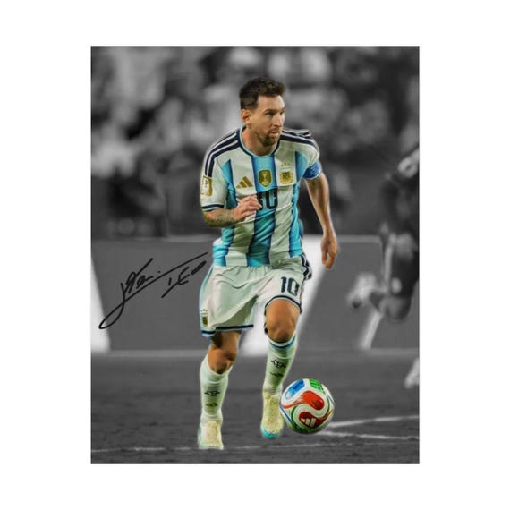 リオネル・メッシ サッカー選手 ヤギ サイン入り写真プリント サイン