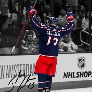 Johnny Gaudreau Columbus Blue Jackets, photo autographe signée, impression affiche d'art mural, décoration d'intérieur