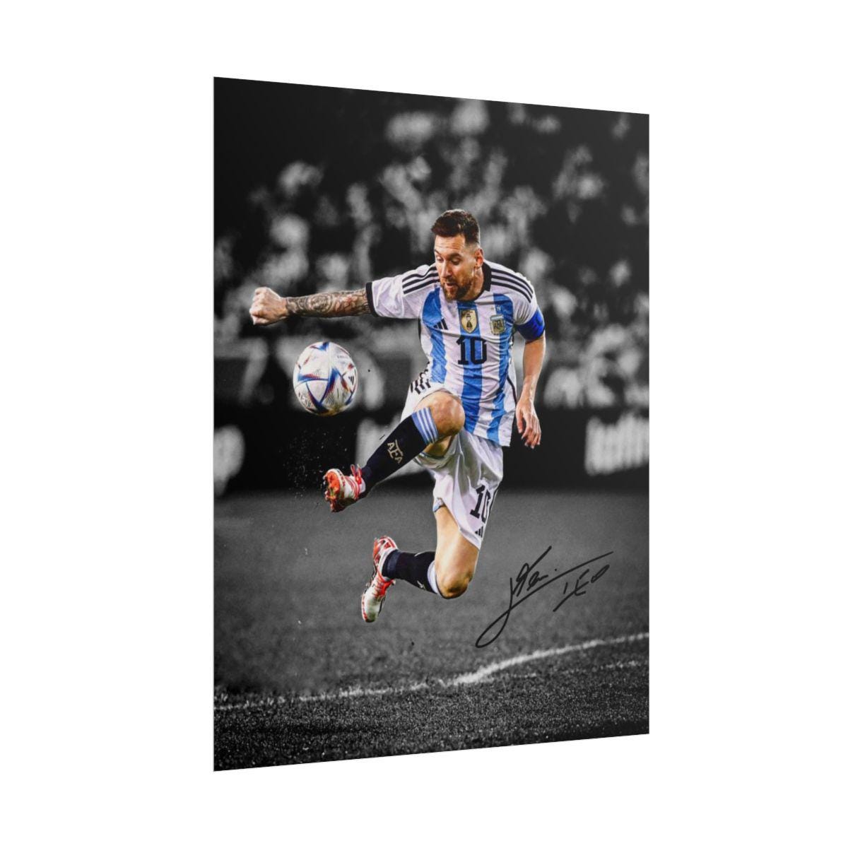 リオネル・メッシ アルゼンチン サッカー GOAT サイン入り写真プリント