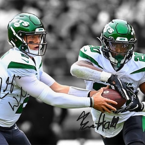 Zach Wilson Breece Hall New York Jets Signed Photo Autograph Print Poster Wall Art Home Decor