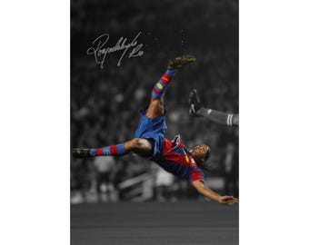 Ronaldinho Soccer Goat Iconic Bicycle Kick Signed Digital Poster Wall Art Home Decor (Instant Digital Download)