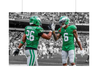 Devonta Smith Saquon Barkley Signed Digital Poster Wall Art Home Decor (Instant Digital Download)
