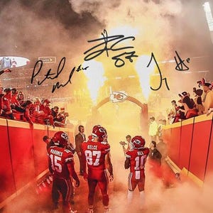 Patrick Mahomes Tyreek Hill Travis Kelce signierte Foto Autogramm Druck Poster Wand Kunst Home Decor
