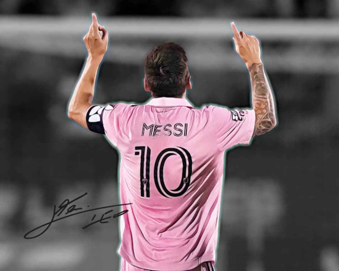 Lionel Messi Goal Celebration Signed Photo Autograph Print Poster Wall