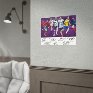 Lionel Messi Cristiano Ronaldo Neymar Kane Pedri Mbappe Soccer Superstars Signed Photo Print Autograph Wall Art image 4