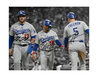 Freddie Freeman Mookie Betts Max Muncy Signed Photo Autograph Print Poster Wall Art Home Decor