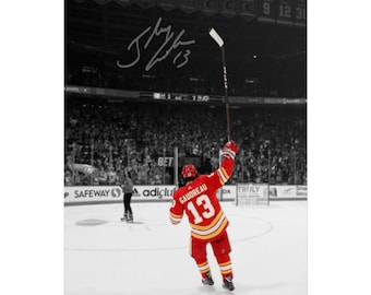 Johnny Gaudreau afscheidsfoto, gesigneerde autograaf, print, poster, muurdecoratie voor thuis.