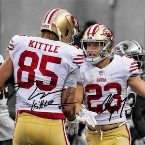 George Kittle Christian McCaffrey signiertes Foto Autogramm Druck Poster Wand Kunst Home Decor
