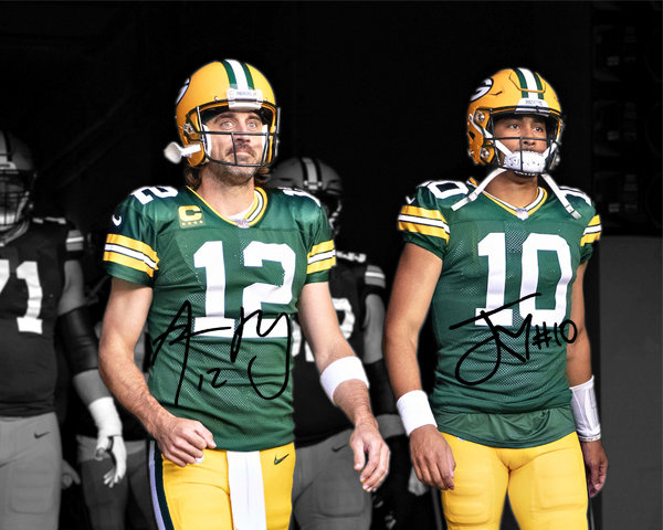 アーロンロジャース Green Bay Packers サイン入りヘルメット Aaron Rodgers Jordan Love Green Bay Packers Signed Photo Autograph
