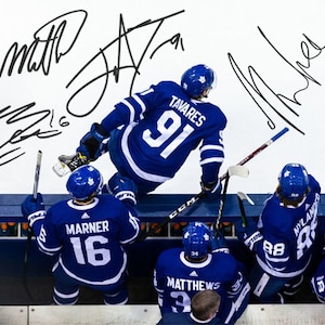 John Tavares Mitch Marner Auston Matthies William Nylander Toronto Maple Leafs signierte Foto Autogramm Druck Poster Wand Kunst Home Decor