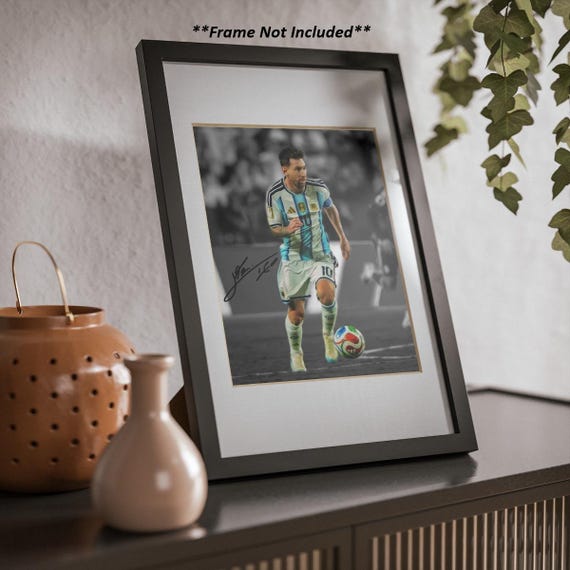 リオネル・メッシ アルゼンチン サッカー GOAT サイン入り写真 サイン