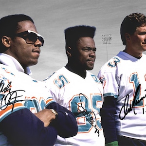 Dan Marino Mark Duper Mark Clayton Miami Dolphins Signed Photo Autograph Print Poster Wall Art Home Decor