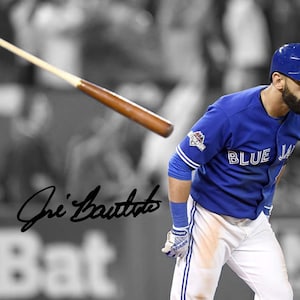 Jose Bautista Toronto Blue Jays Bat Flip Foto Autografada Impressão Pôster Arte de Parede Decoração de Casa