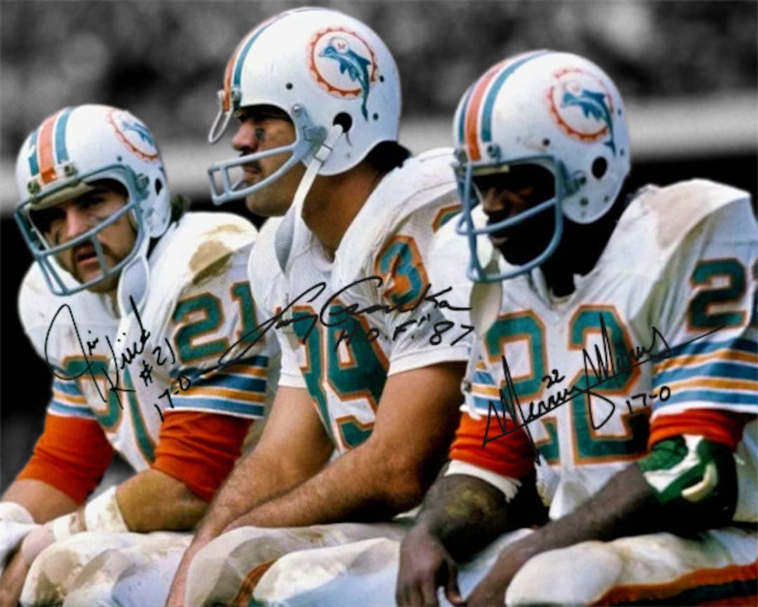 Jim Kiick Larry Csonka Mercury Morris Miami Dolphins Signed Photo