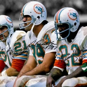 Jim Kiick Larry Csonka Mercury Morris Miami Dolphins Signed Photo Autograph Print Poster Wall Art Home Decor