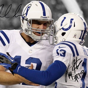 Andrew Luck TY Hilton Indianapolis Colts HOF signiertes Foto Autogramm Druck Poster Wand Kunst Home Decor