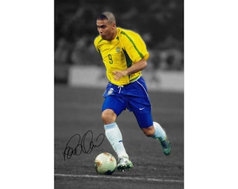 Ronaldo Nazario Brazil Soccer Goat Signed Digital Poster Wall Art Home Decor (Instant Digital Download)