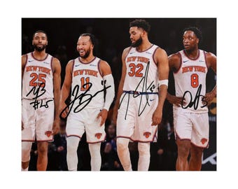Jalen Brunson OG Anunoby Karl Anthony Towns Mikal Bridges Signed Photo Print Autograph Wall Art