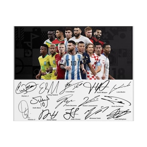 Lionel Messi Benzema Neymar Vinicius Jr Haaland Mbappe Soccer Superstars Signed Photo Print Autograph Wall Art