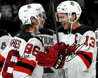 Jack Hughes Nico Hischier New Jersey Devils Signed Photo Autograph
