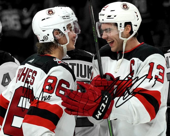 Jack Hughes Nico Hischier New Jersey Devils Signed Photo Autograph