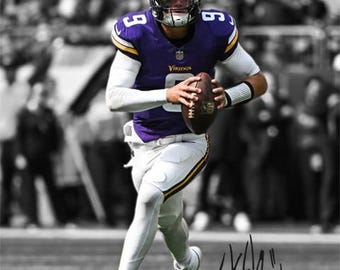 Póster con foto firmada y autógrafo de JJ McCarthy Vikings, arte de pared, decoración del hogar