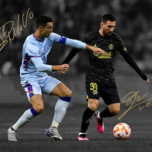 Lionel Messi Cristiano Ronaldo the Final Matchup signierte Foto Autogramm Druck Poster Wand Kunst Home Decor